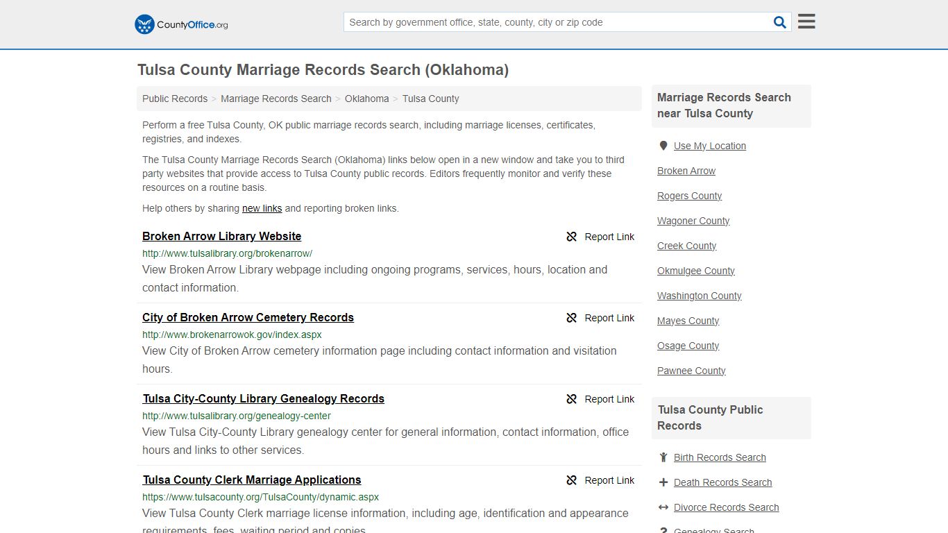 Tulsa County Marriage Records Search (Oklahoma) - County Office
